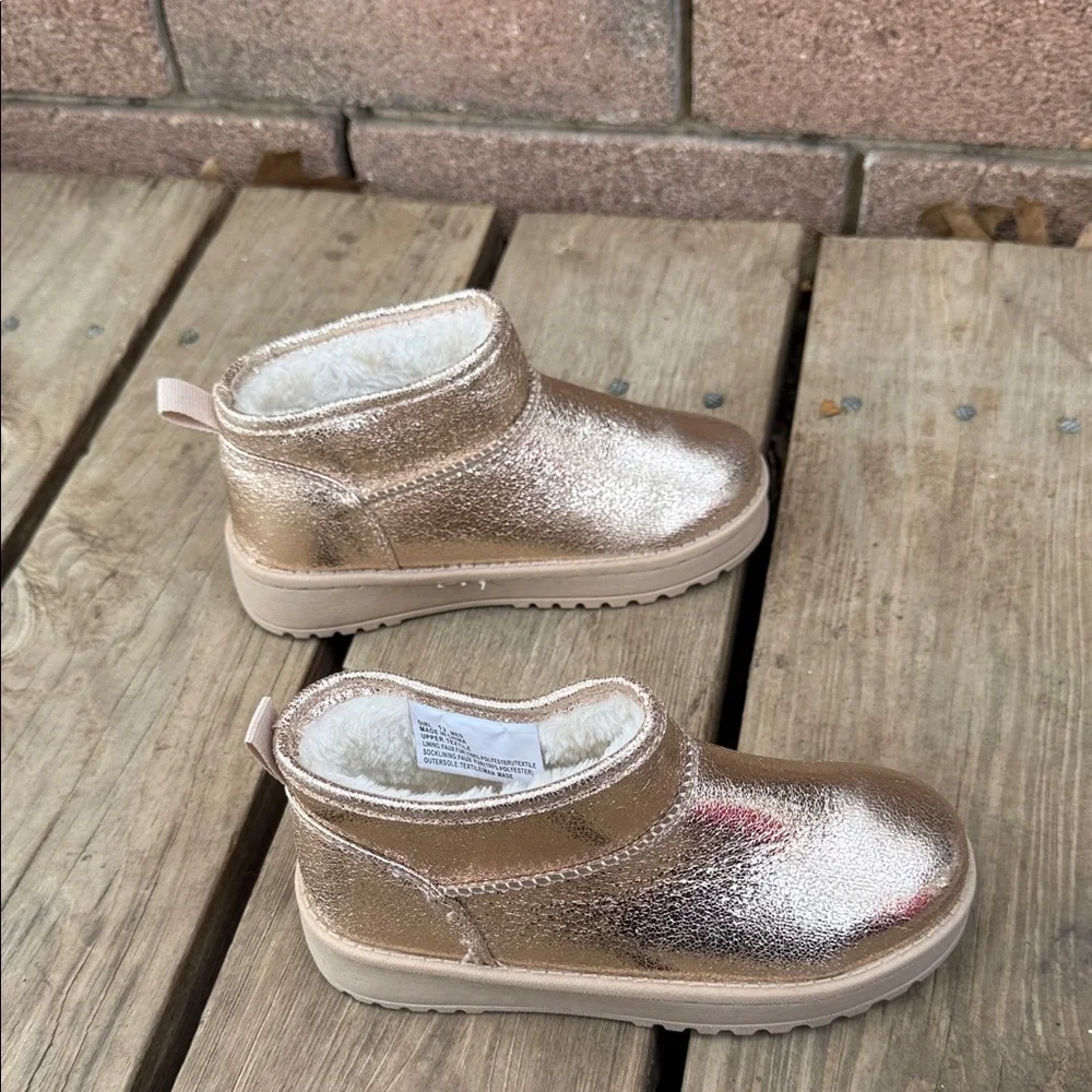 Shimmering Gold Kids Ankle Boots Size 11
